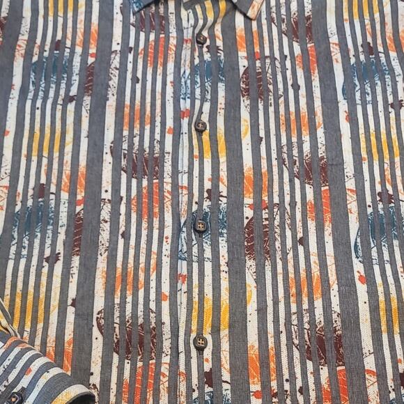 Luchiano Visconti Mens XL Dress Shirt Grey Multi Floral Button Front Long Sleeve - Picture 3 of 6